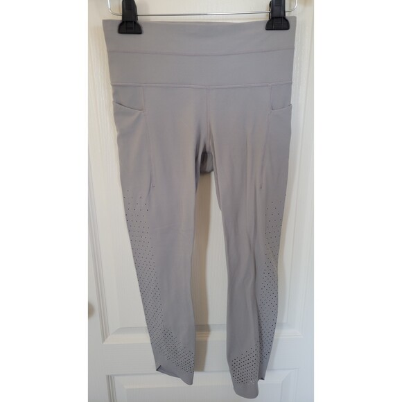 Women's Athleta Laser Cut Grey Ankle Leggings - Picture 1 of 4